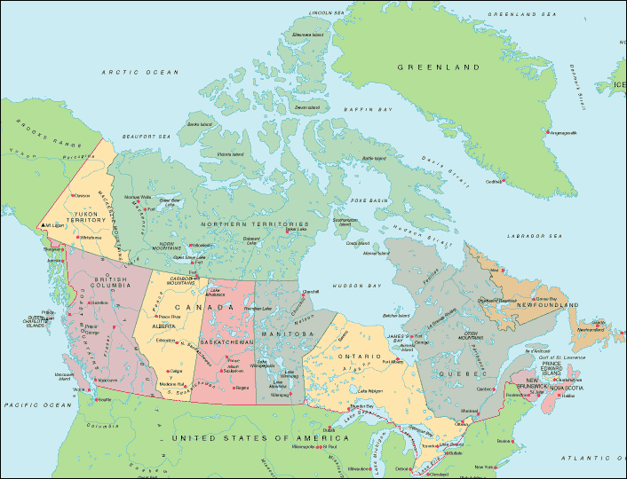 Map of Canada - Political Map of Canada - Provinces and Territories
