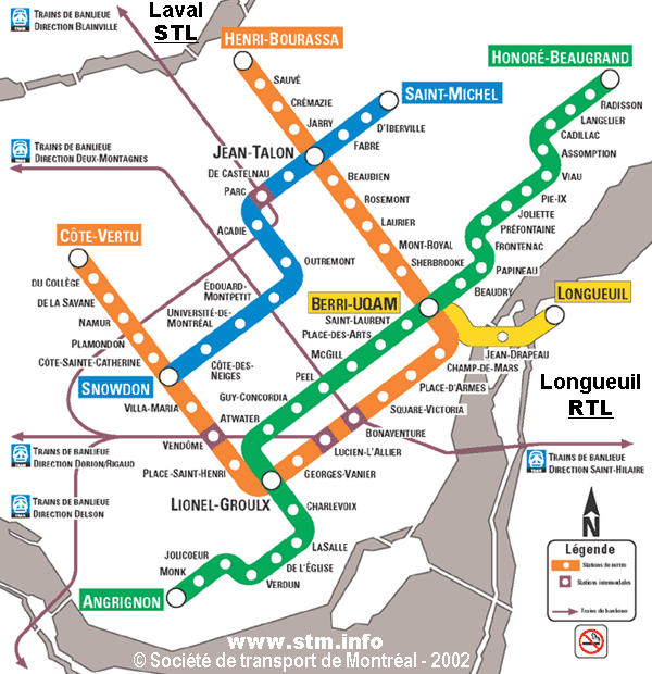 Map of the Montreal Metro System - The Montreal Subway